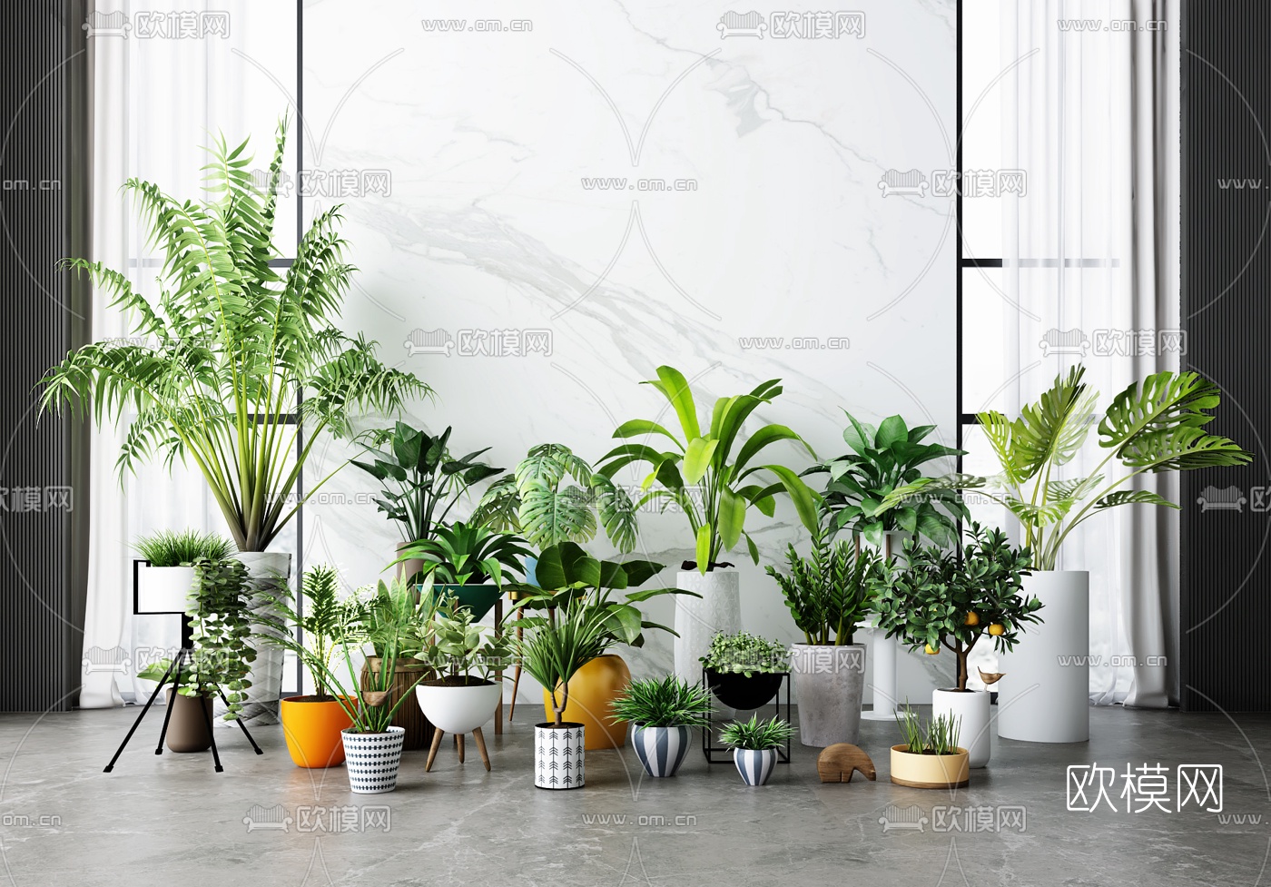 现代绿植盆栽3d模型