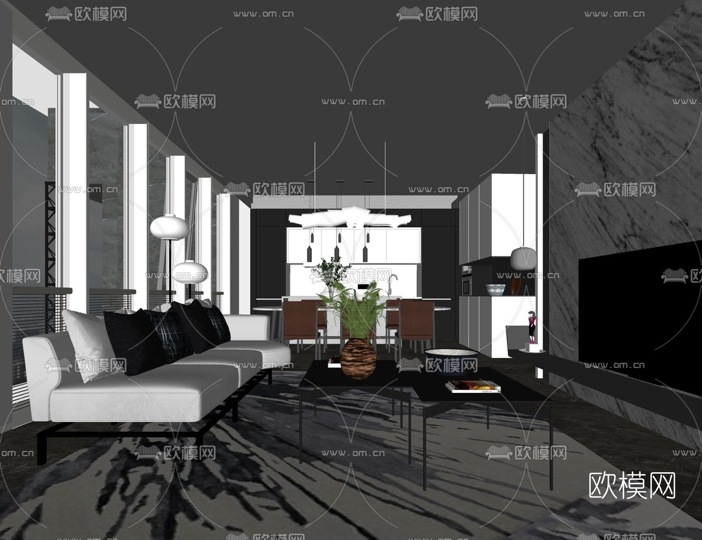 李玮珉设计 -成都花漾锦江顶级大平层su模型下载