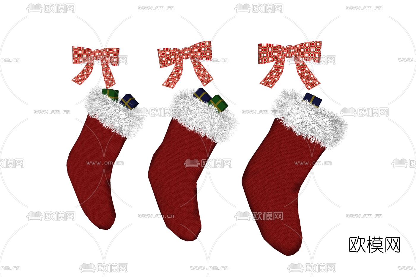 现代圣诞袜子装饰挂件免费su模型下载