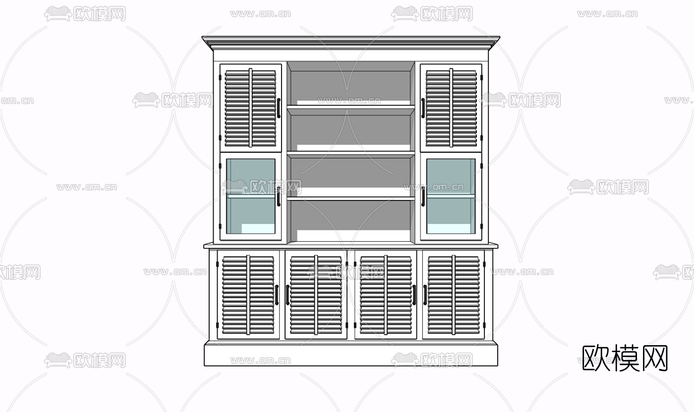 现代实木装饰柜免费su模型下载