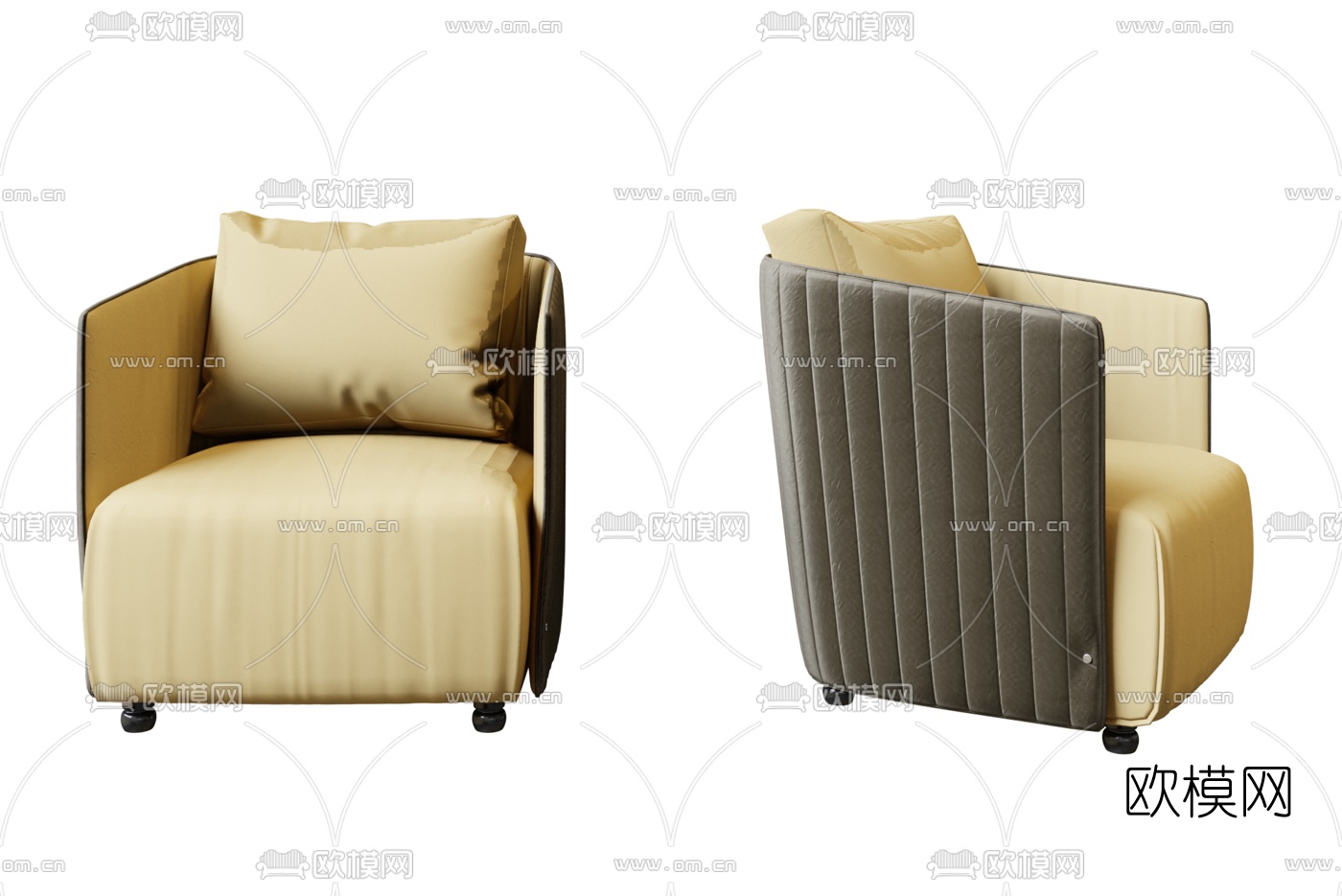 现代布艺单人沙发3d模型下载