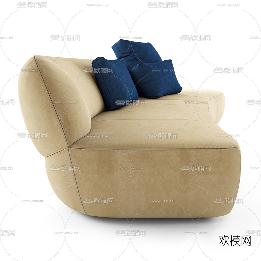 现代弧形多人沙发3d模型
