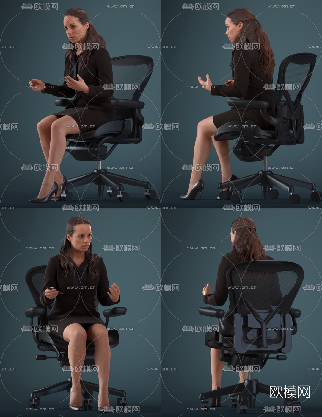 欧式办公女性人物3d模型