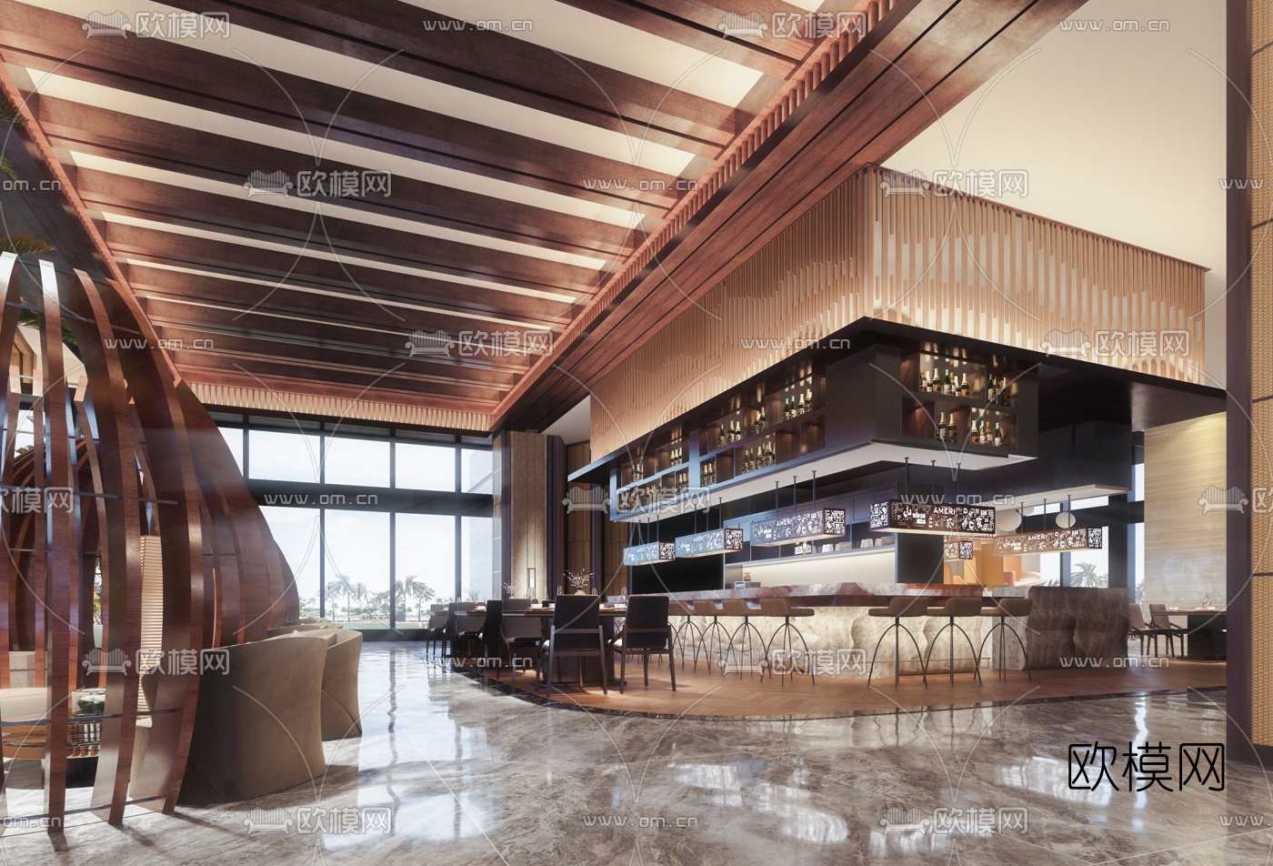 东南亚酒店大堂3d模型