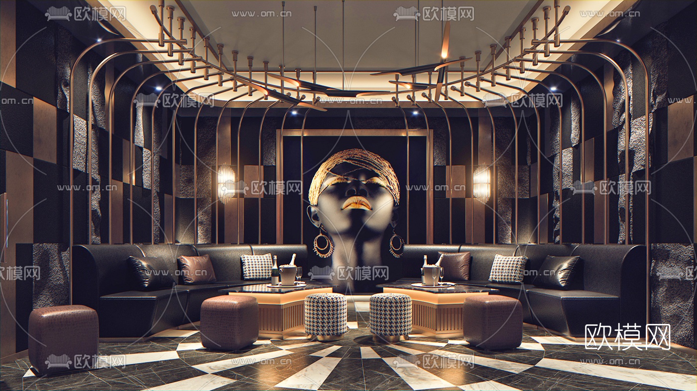 后现代轻奢KTV包房3d模型