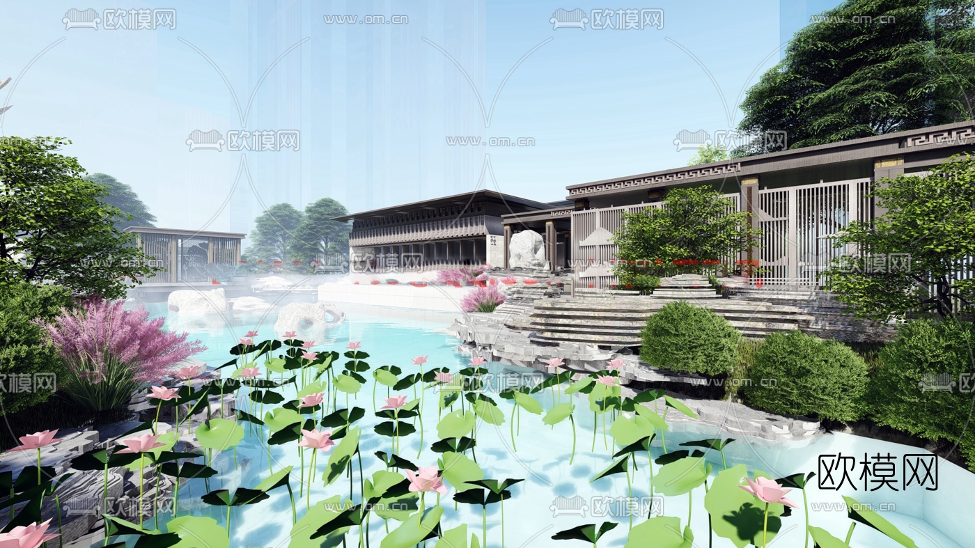 新中式商业会所su模型下载（渲染图4）