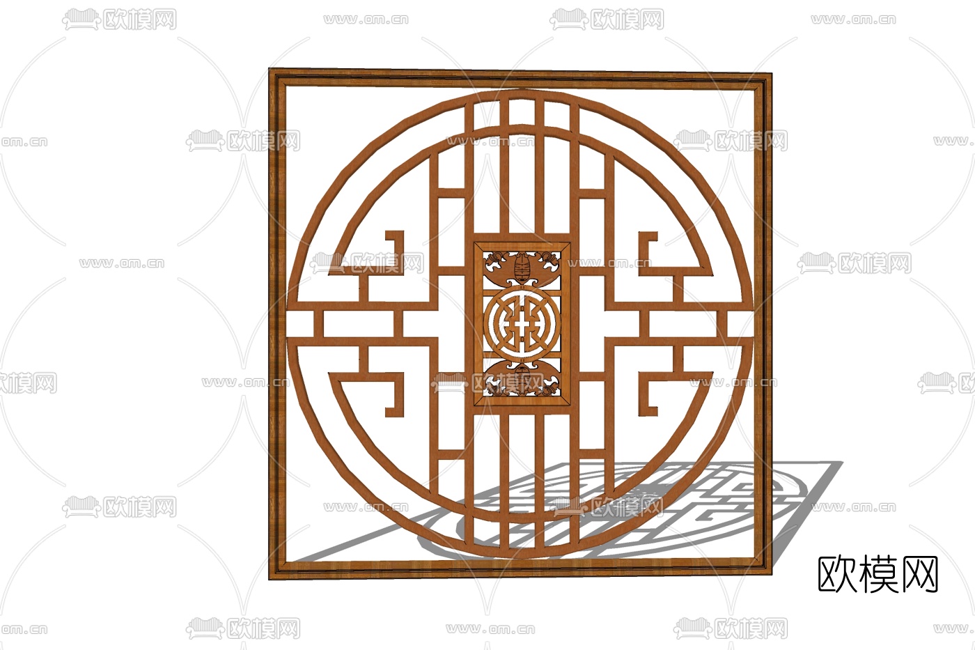 中式实木隔断免费su模型
