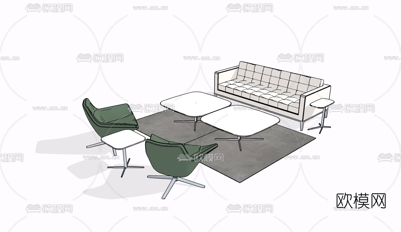 现代组合沙发免费su模型下载