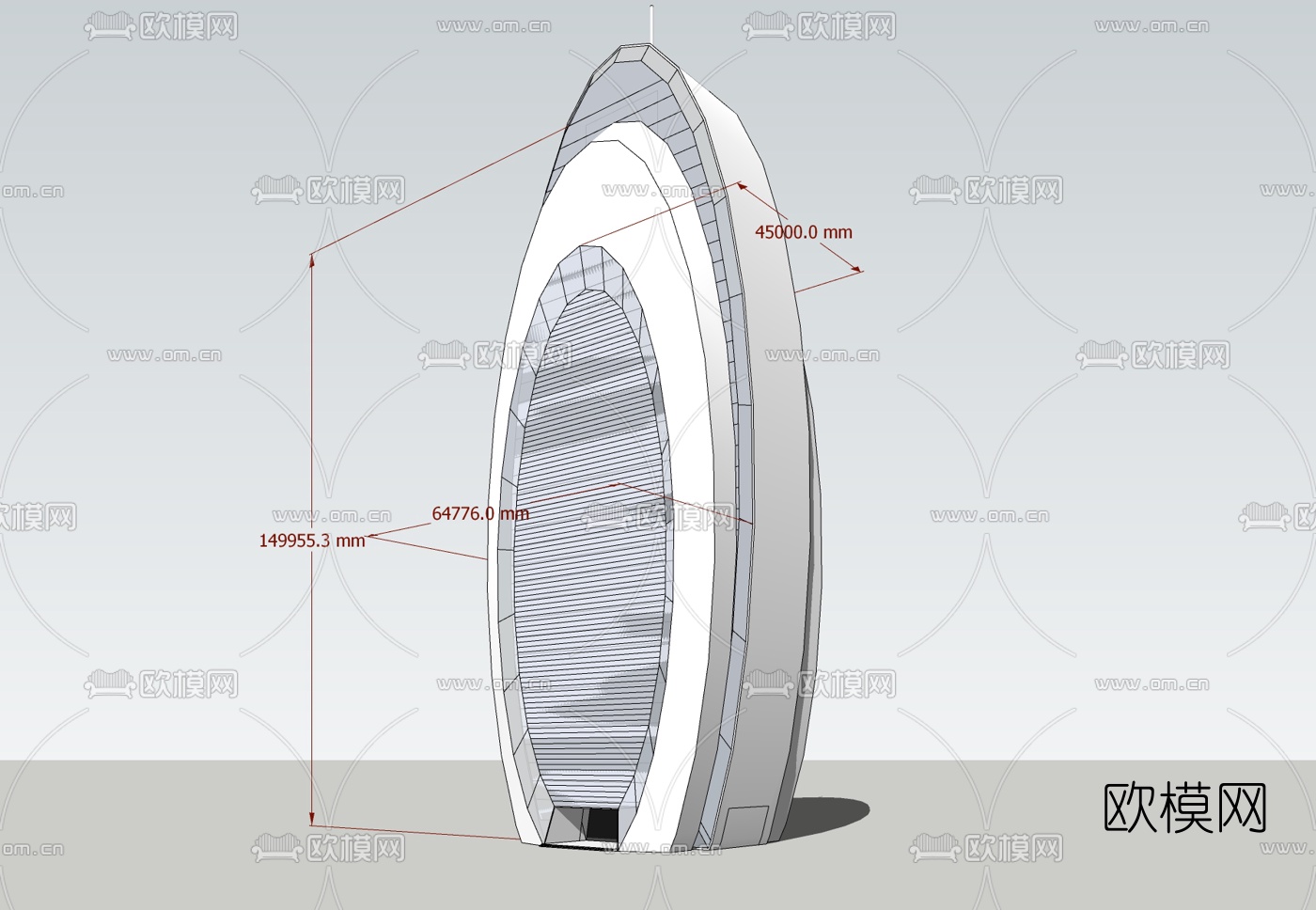 现代高层办公楼免费su模型下载