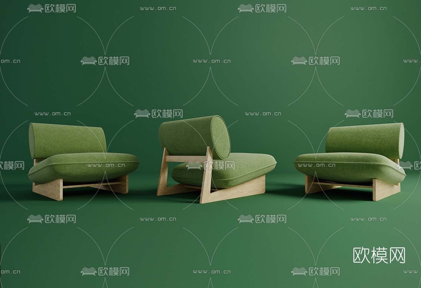 北欧布艺单人沙发3d模型下载