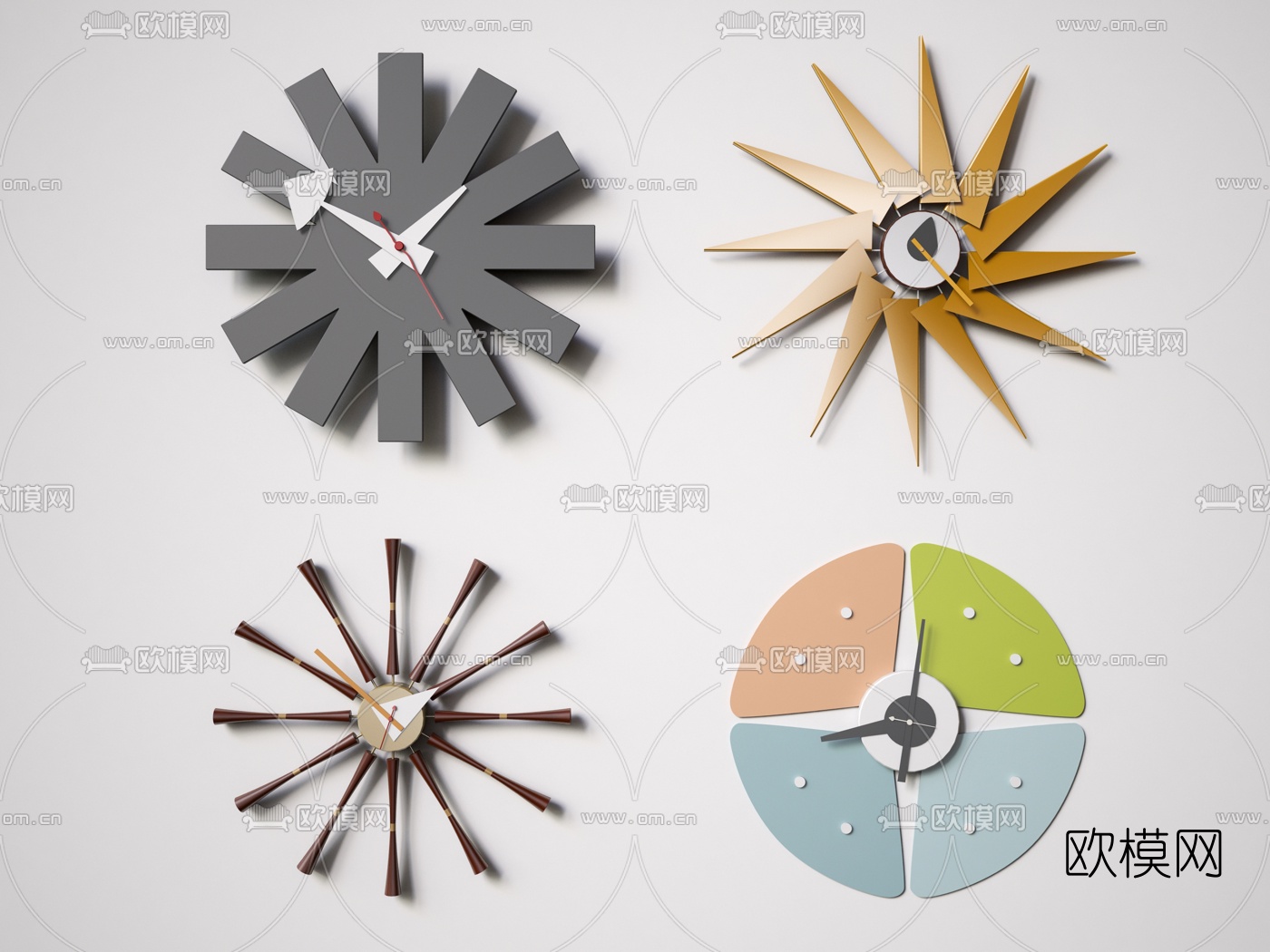 现代艺术挂钟3d模型下载