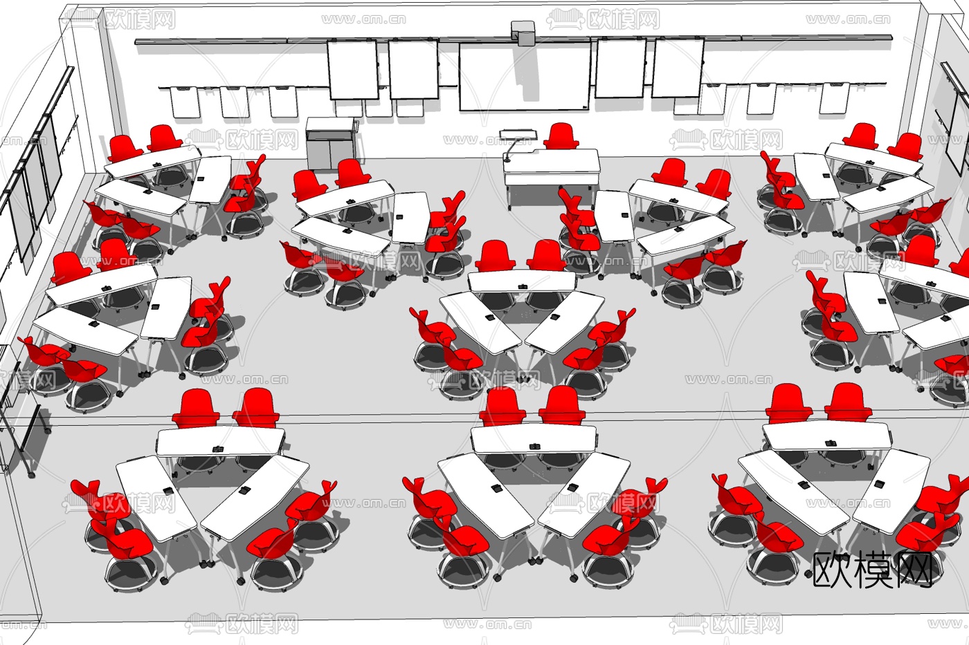 现代会议室免费su模型下载
