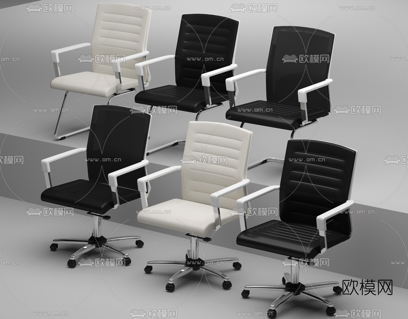 现代办公椅会议椅小转椅员工椅3d模型