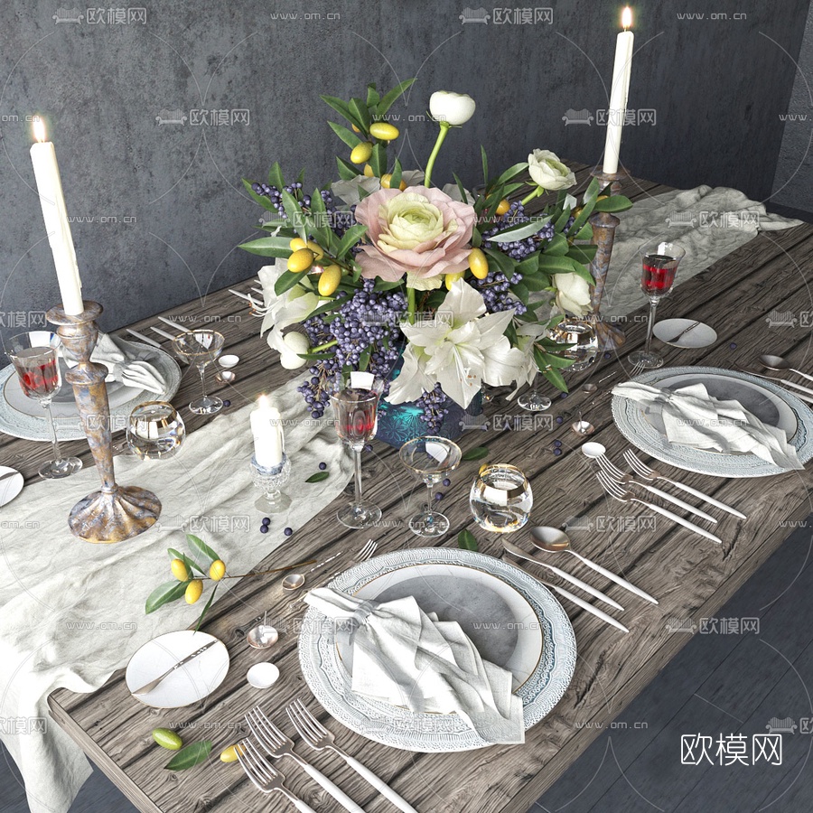 北欧轻奢餐具3d模型下载（渲染图3）