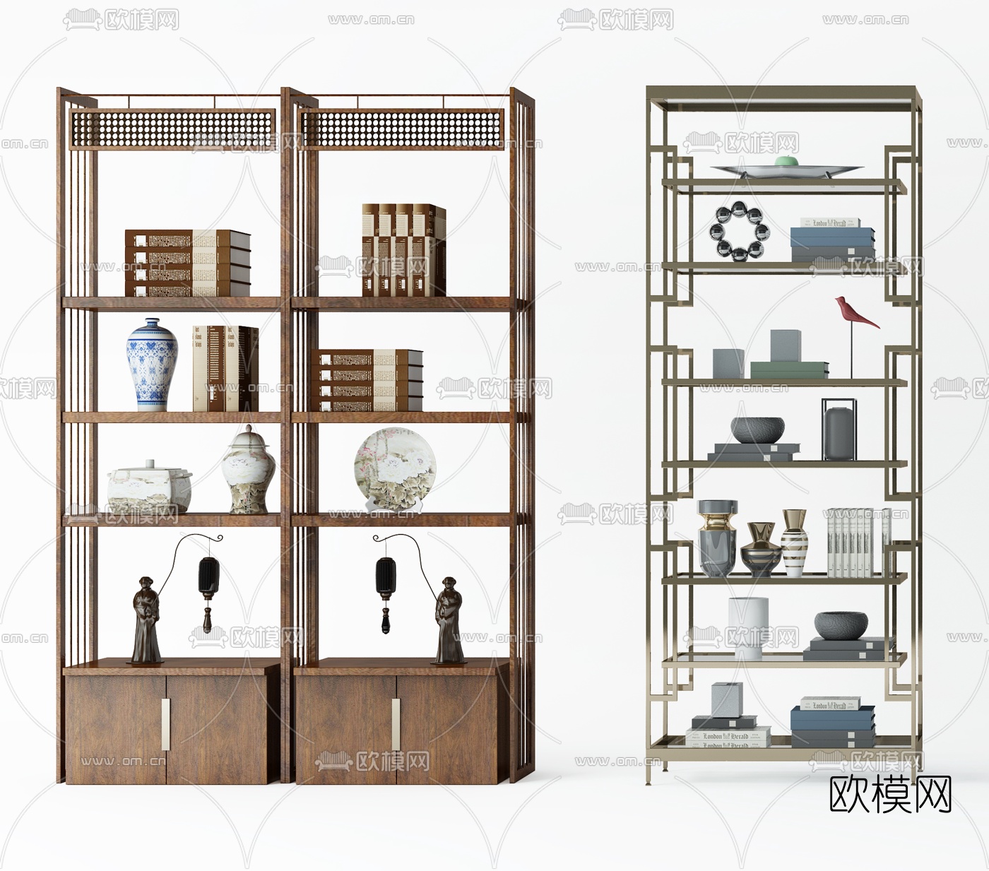 新中式铁艺装饰柜3d模型