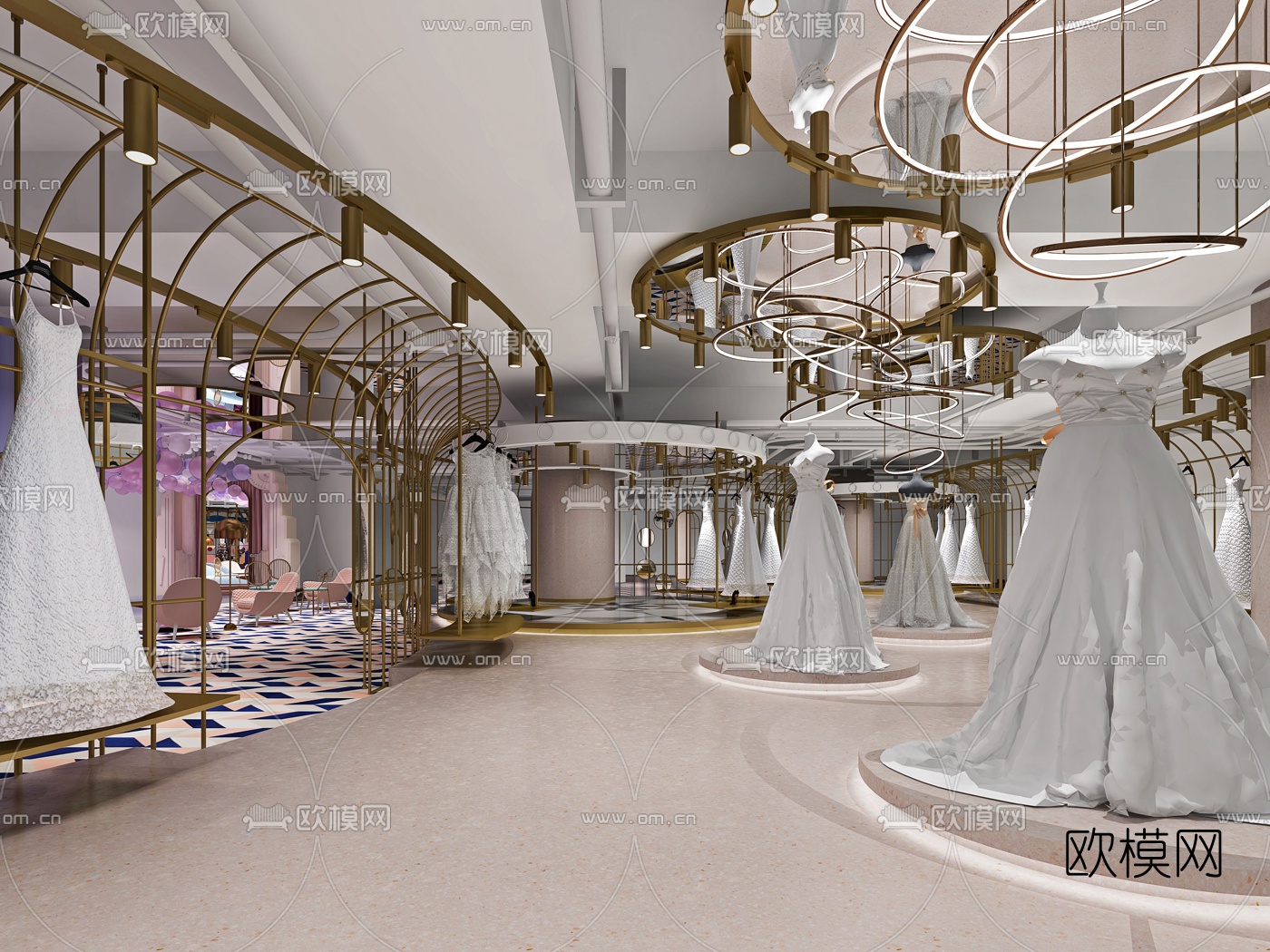 现代轻奢婚纱店3d模型
