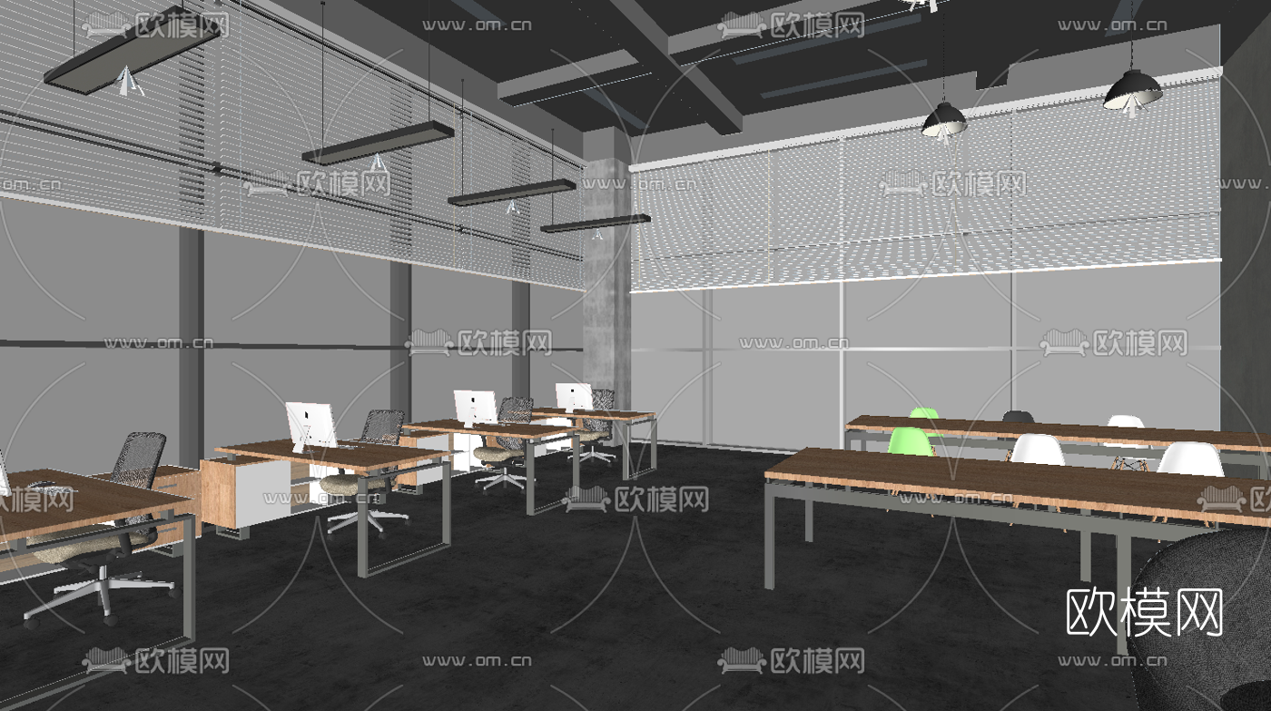 工业风服装设计公司su模型