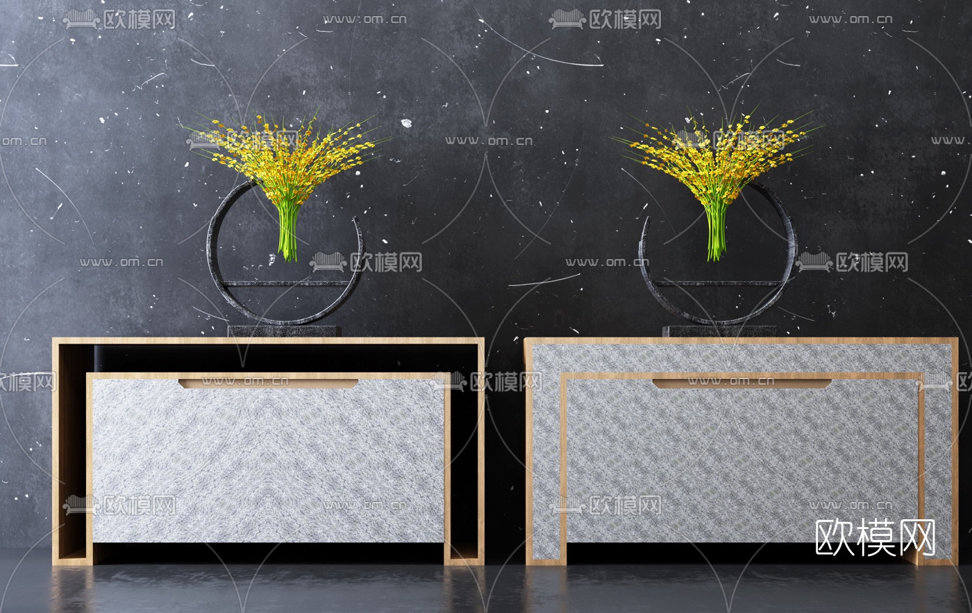 现代实木边柜3d模型