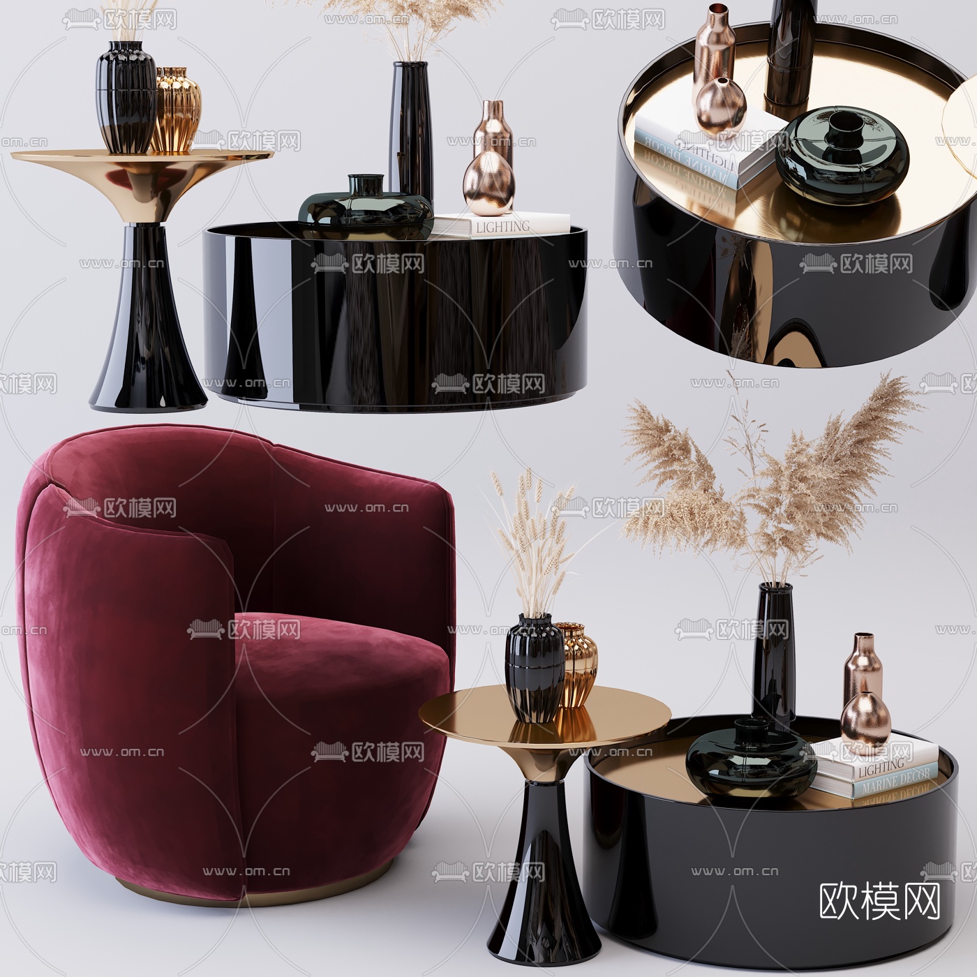 现代金属圆形茶几3d模型