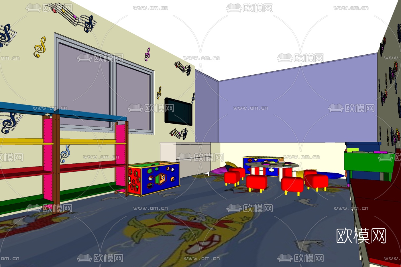 现代儿童柜玩具免费su模型下载