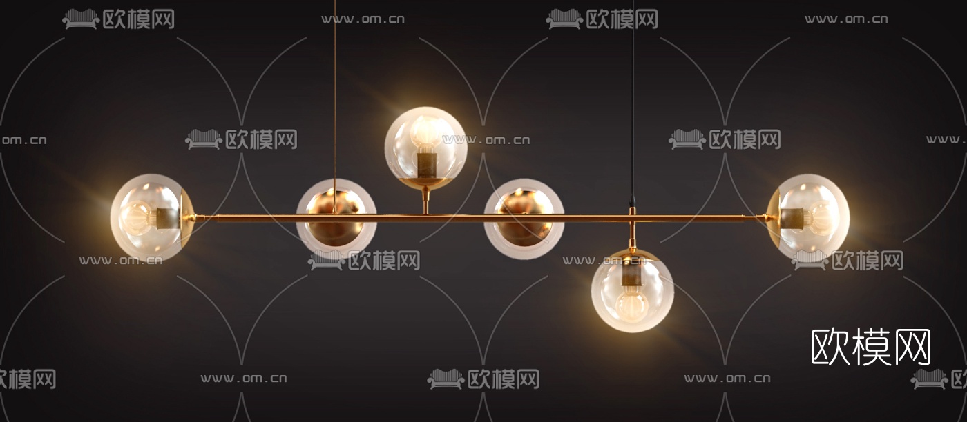 现代金属玻璃吊灯3d模型