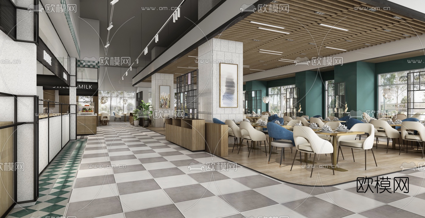 现代网红餐厅3d模型