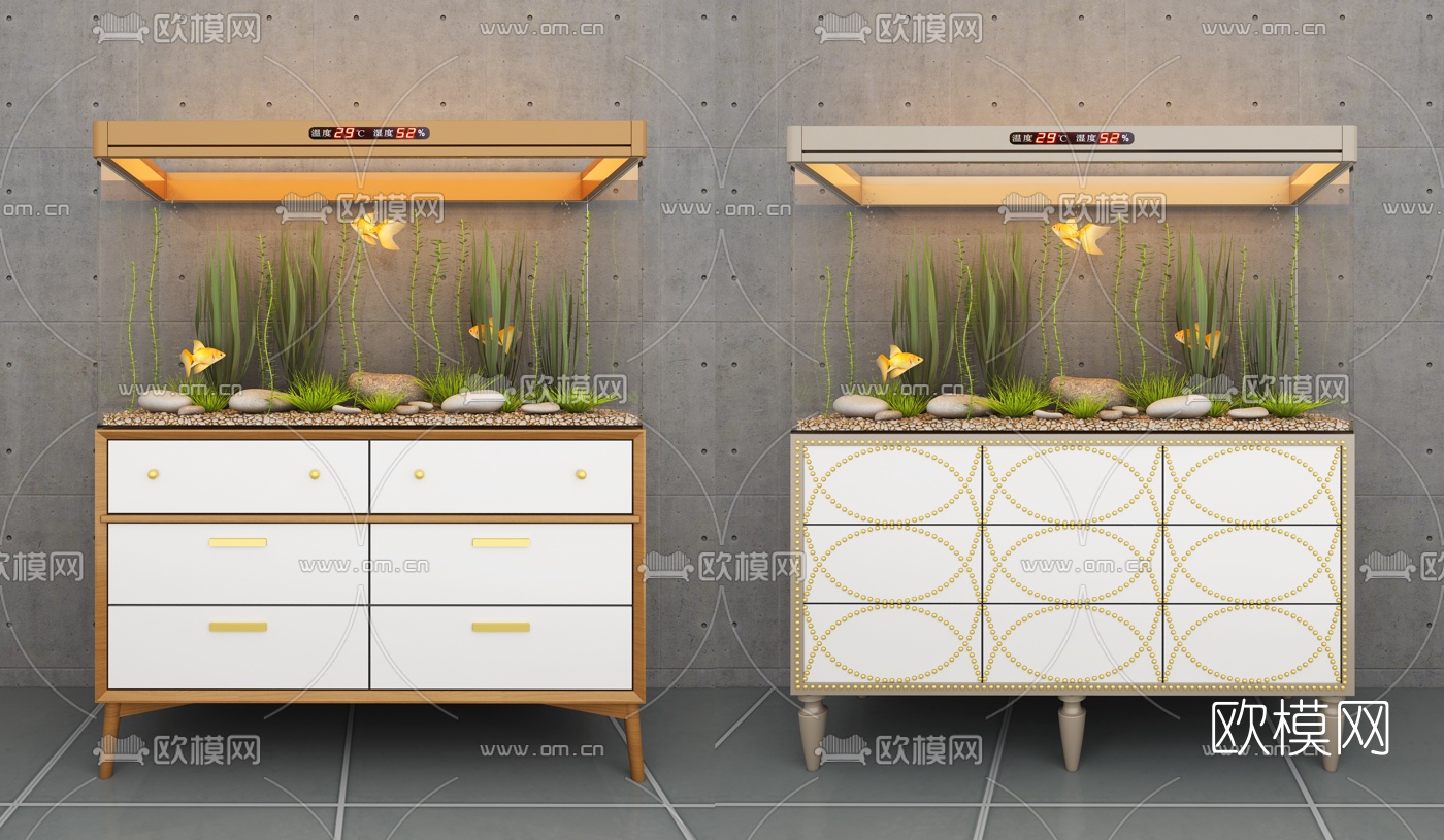 北欧鱼缸水族组合3d模型下载