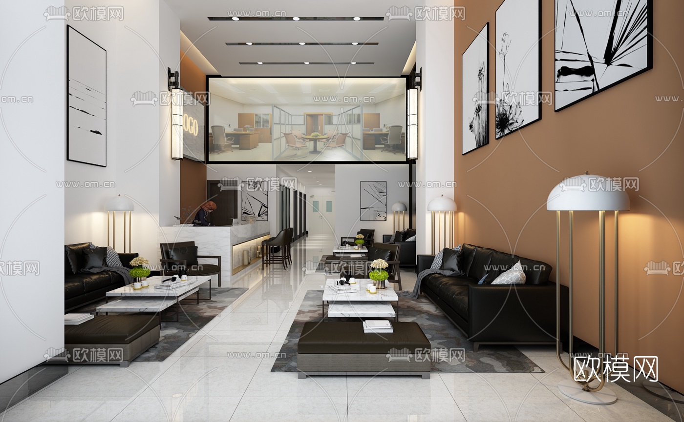 现代公寓酒店大堂免费3d模型