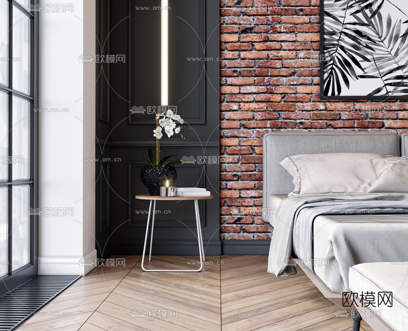 工业风卧室主人房3d模型下载（渲染图10）