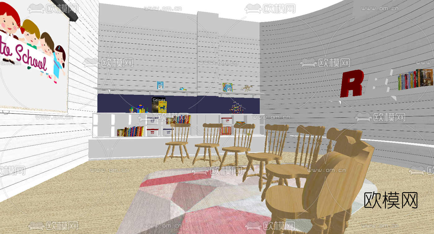 北欧儿童教室活动室su模型下载（渲染图4）
