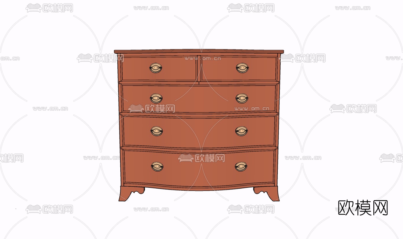 现代实木边柜免费su模型下载
