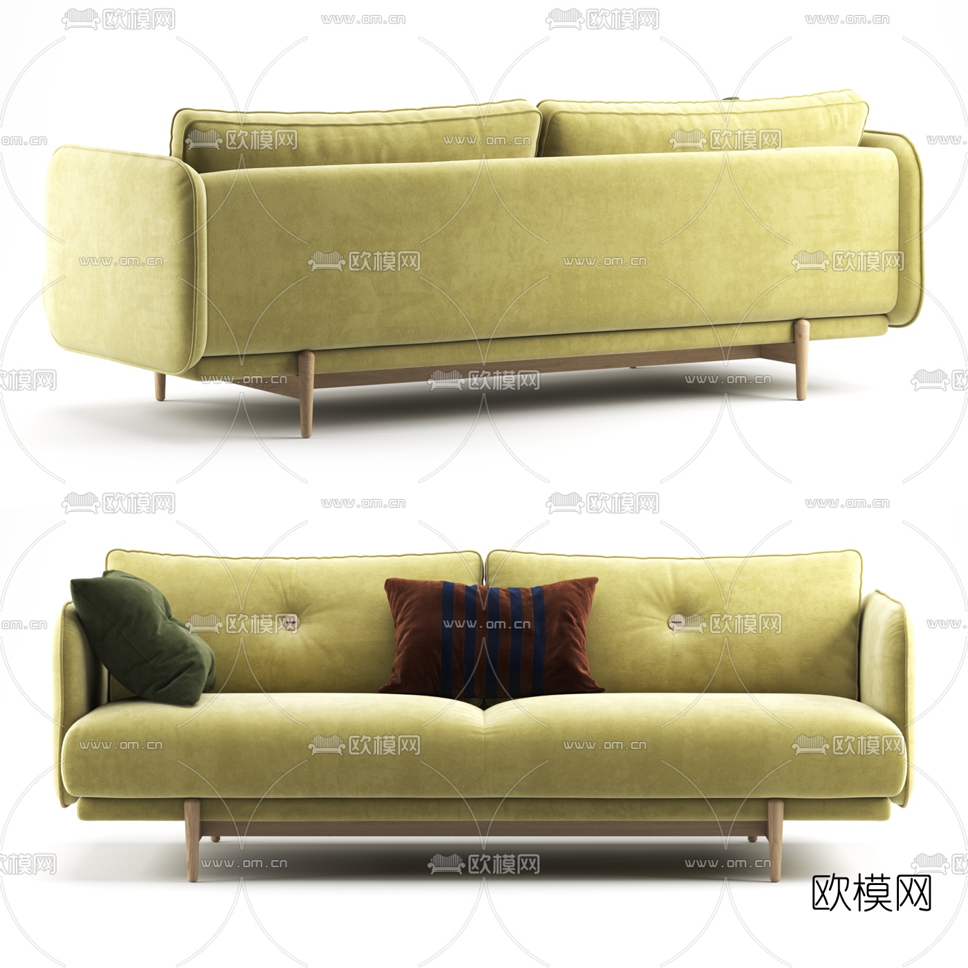 北欧布艺双人沙发3d模型下载（渲染图3）