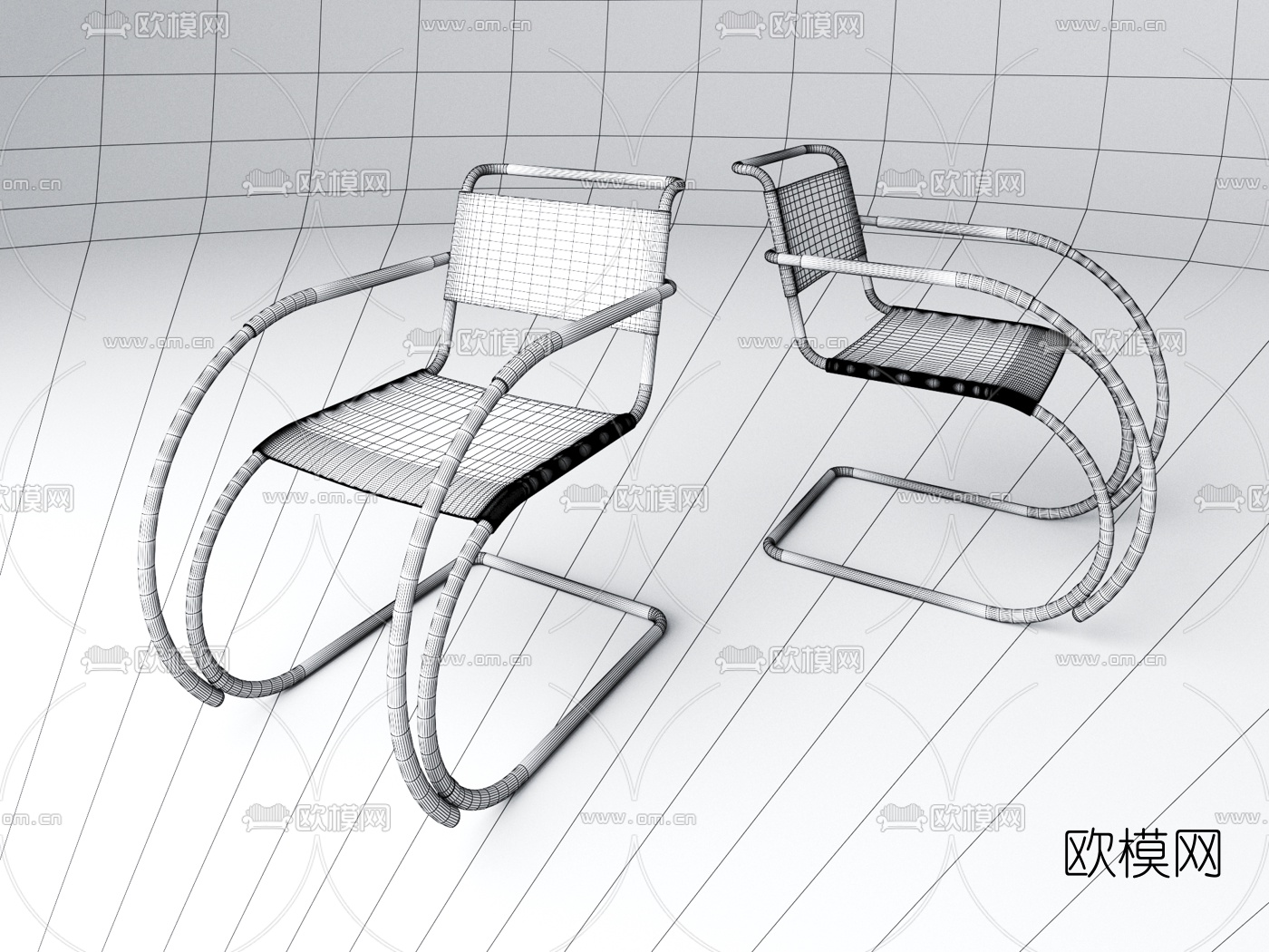 现代扶手休闲椅3d模型