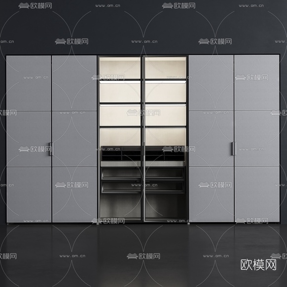 现代多功能衣柜3d模型下载(渲染图2)