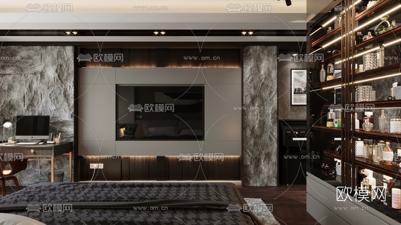 后现代主人房卧室3d模型