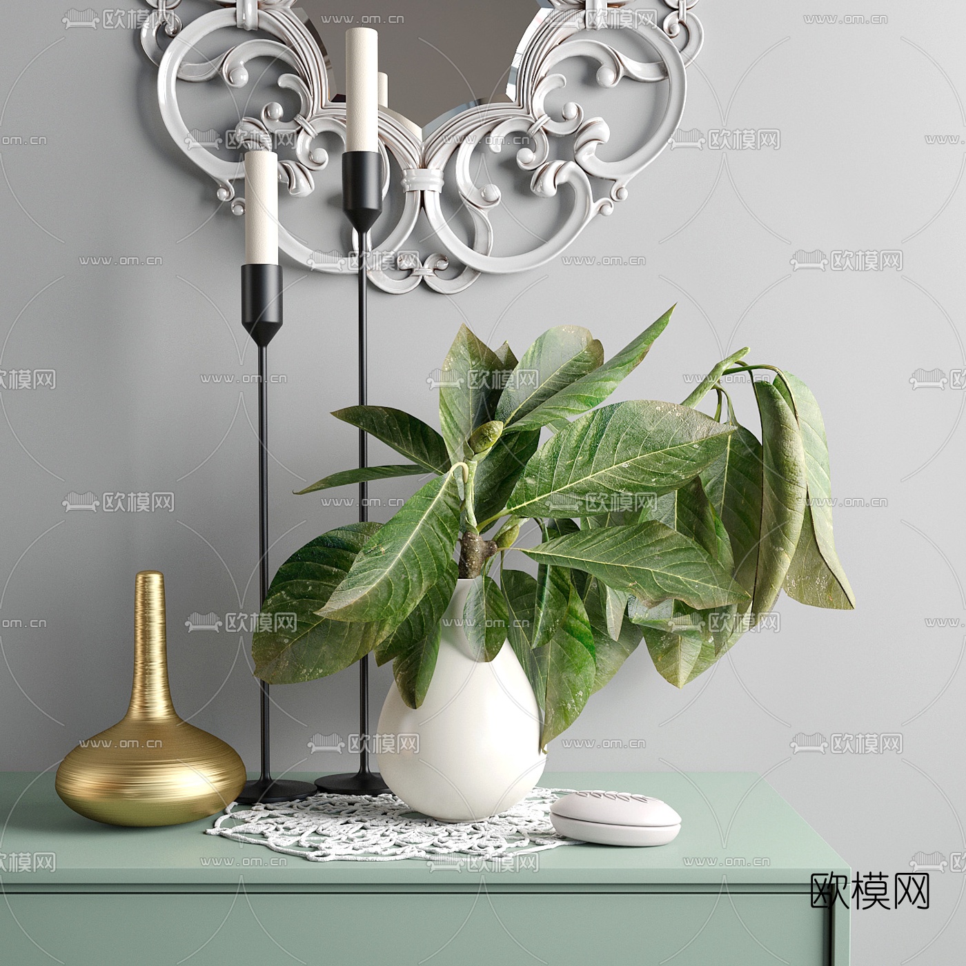 北欧边柜摆件3d模型