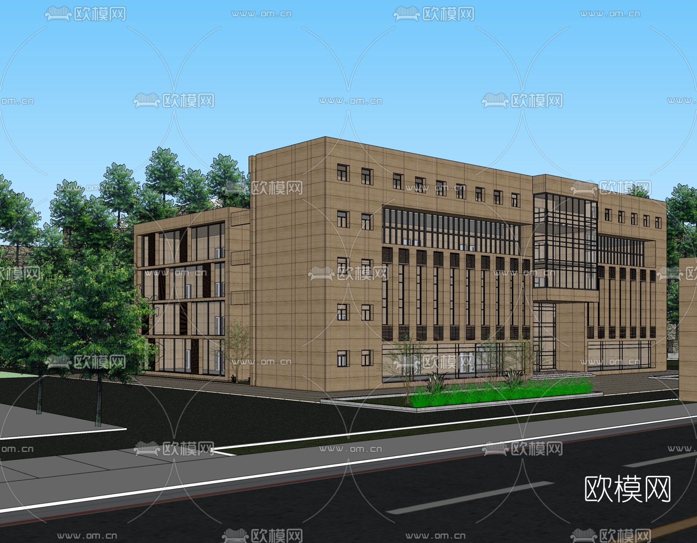 现代教学楼免费su模型下载