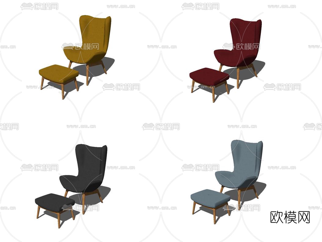 北欧高背休闲沙发su模型下载