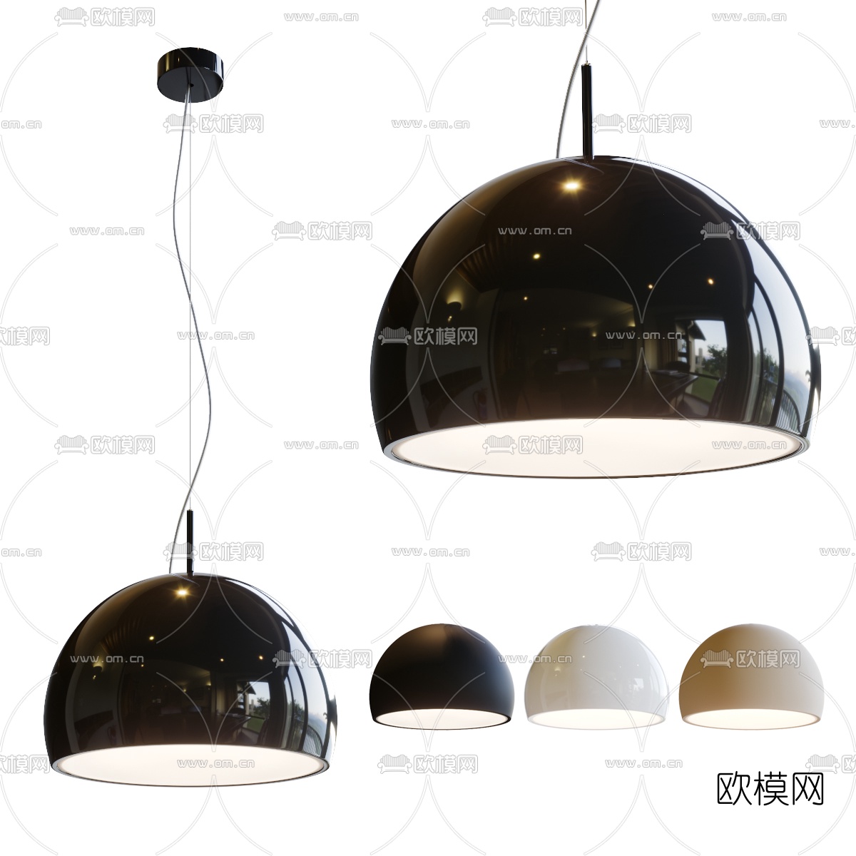 现代圆形吊灯3d模型-免费3dmax模型库-欧模网