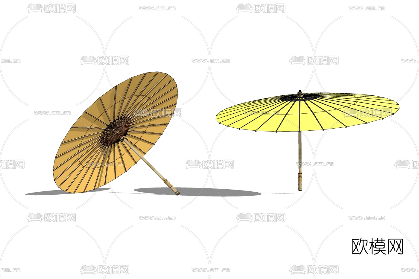 日式竹伞免费su模型下载
