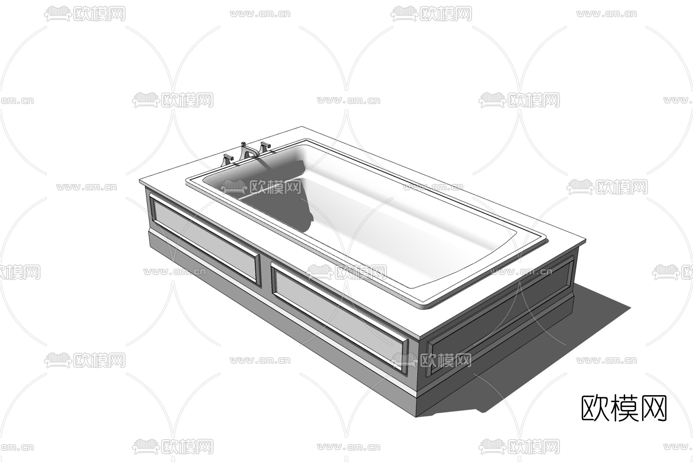 现代浴缸免费su模型下载
