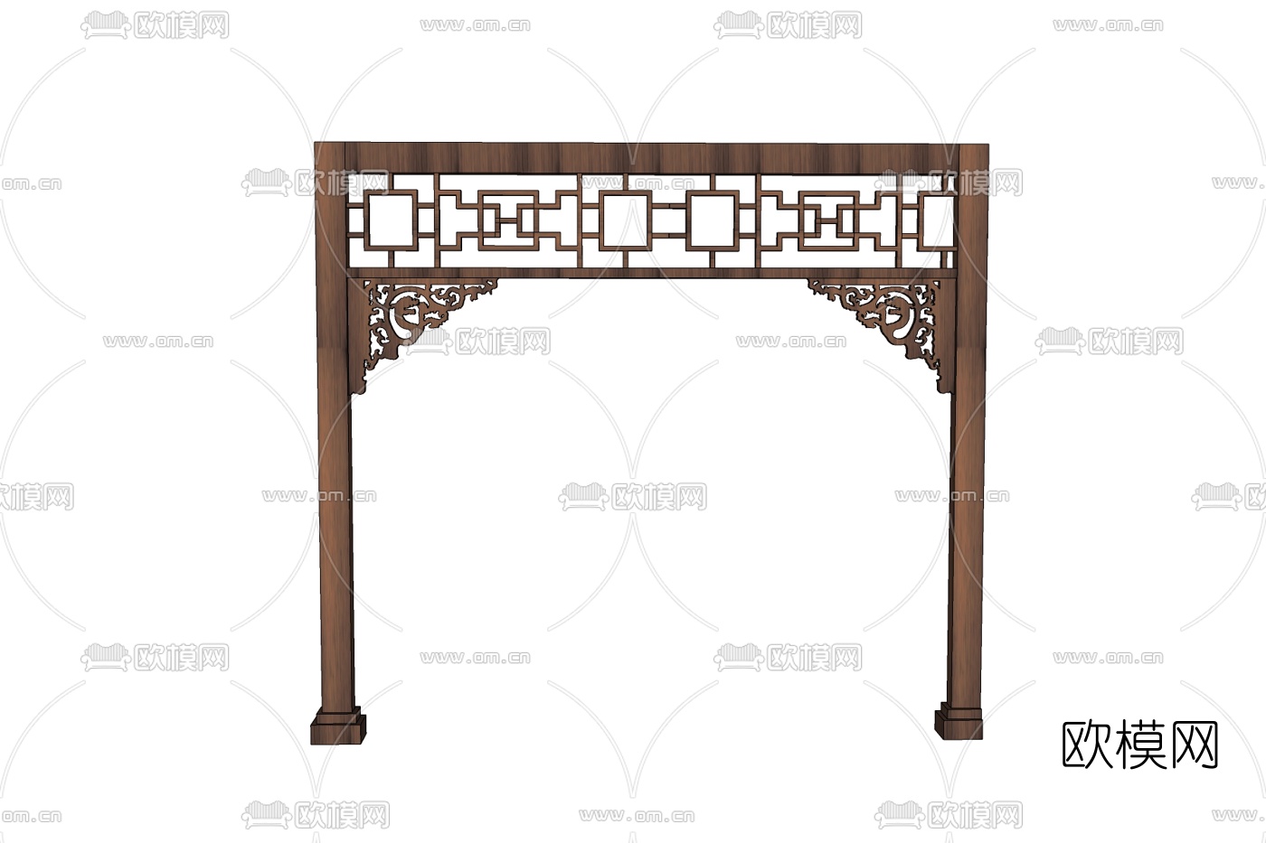 新中式实木门头免费su模型下载