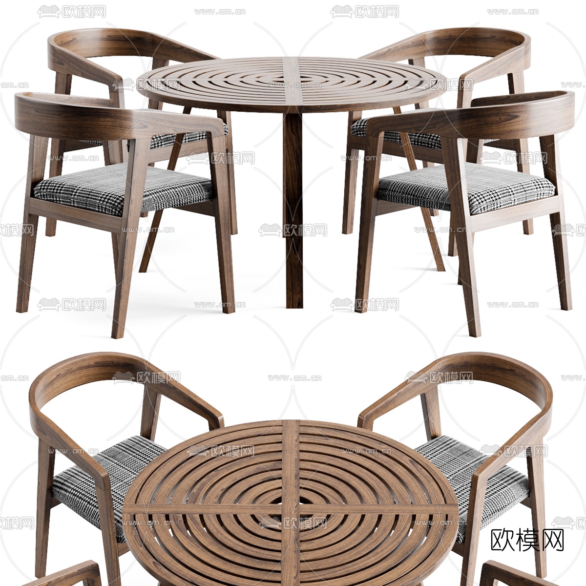 现代实木休闲桌椅3d模型下载