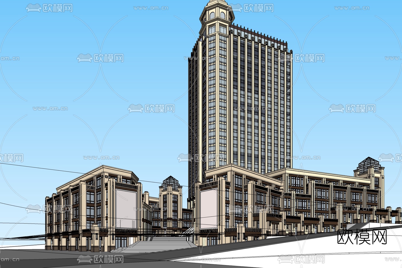 欧式商业街免费su模型下载