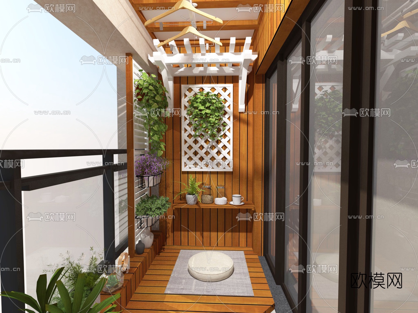 现代阳台洗衣房su模型下载（渲染图2）