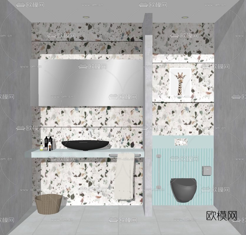 北欧简约卫生间su模型下载