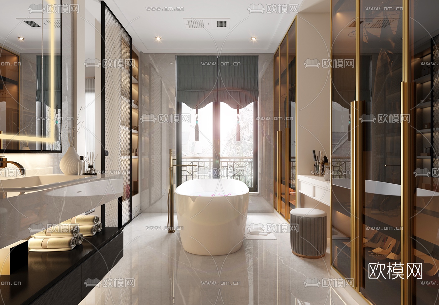 现代轻奢卫生间衣帽间3d模型下载（渲染图4）