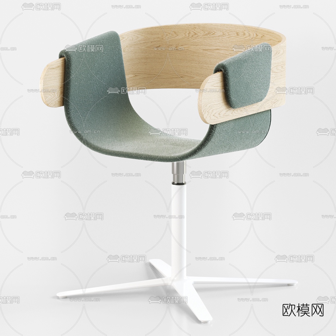 现代实木办公椅3d模型下载（渲染图2）