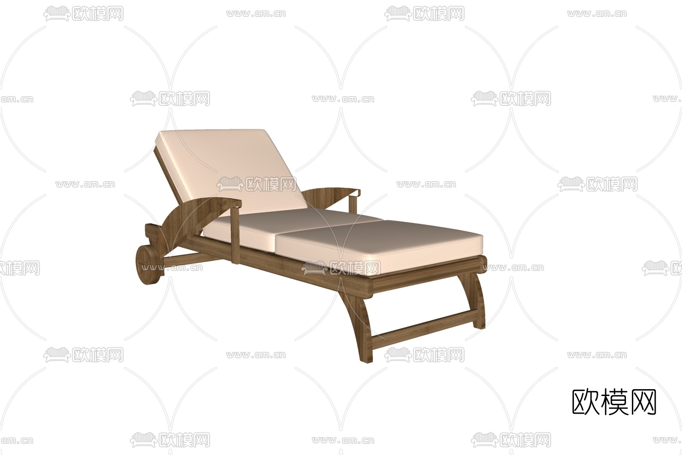 现代实木躺椅免费su模型下载