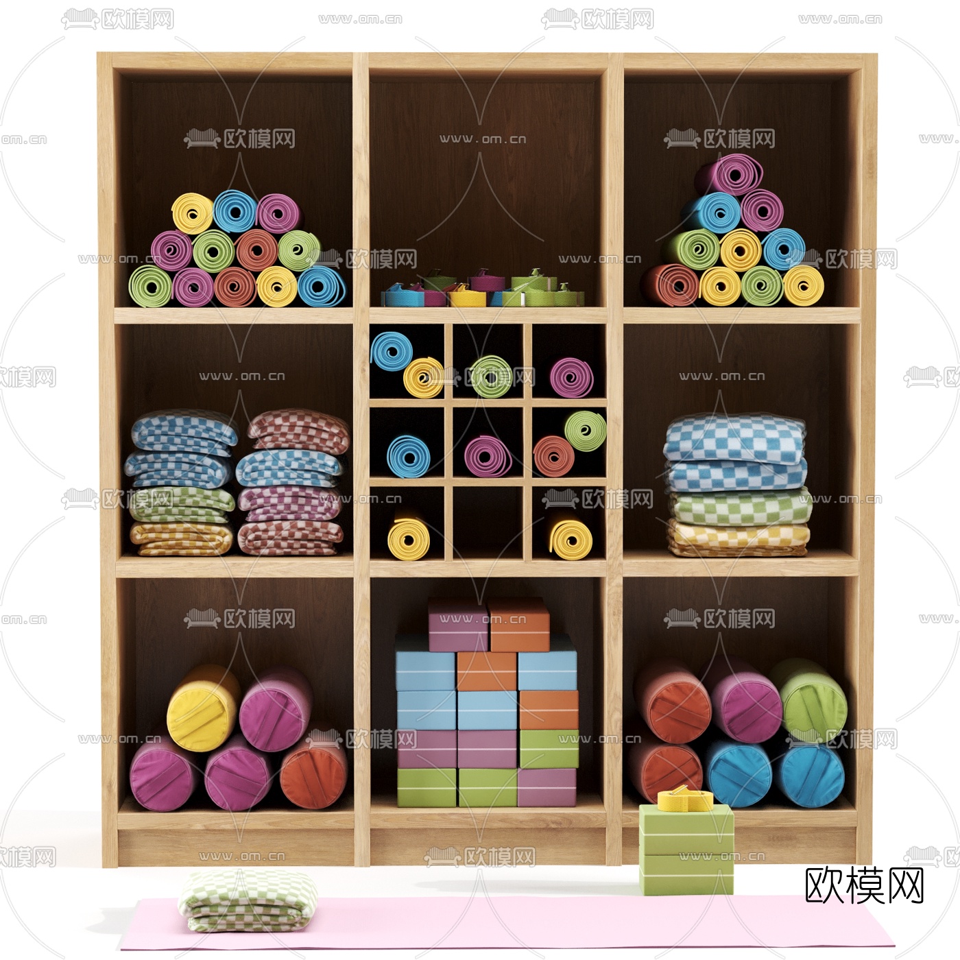 北欧瑜伽垫储藏柜3d模型下载（渲染图1）